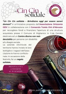 Locandina Un Cin Cin solidale, l'iniziativa con il Consorzio Tutela Vini d'Abruzzo